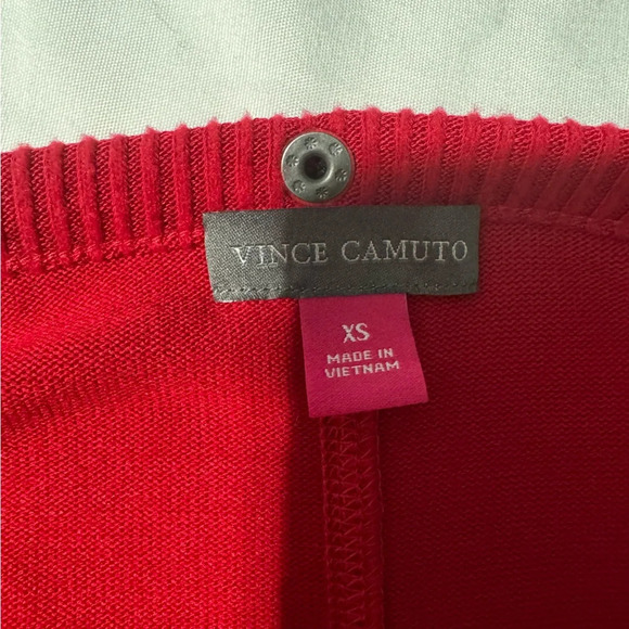 NWT Vince Camuto Holiday Sweater Tulip Red Size XS Loose Fit Snap Collar Closure - Picture 5 of 14